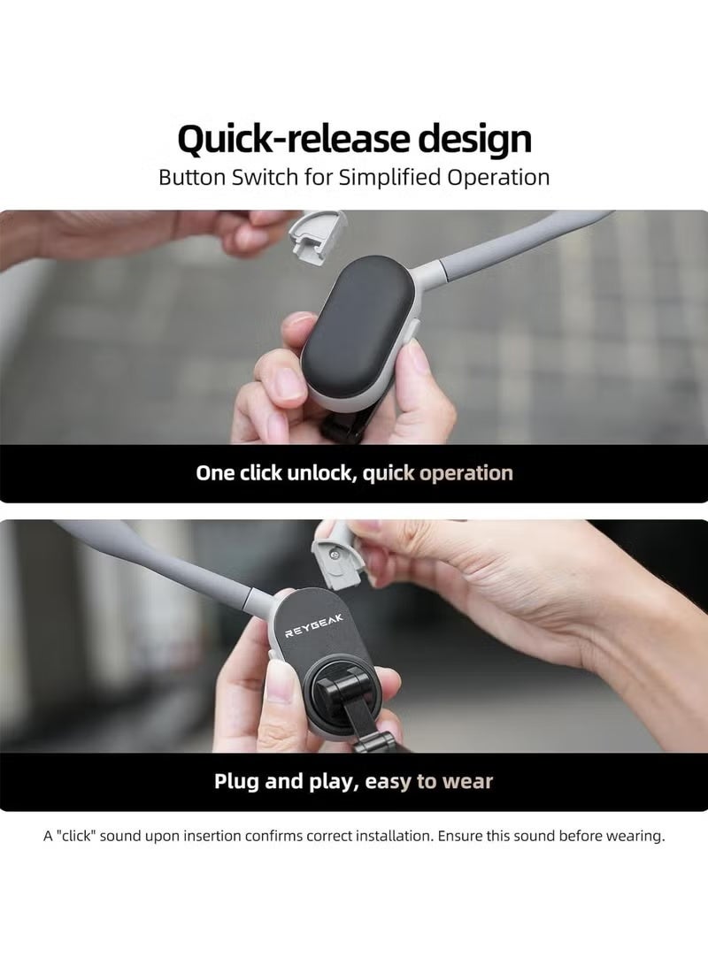 TELESIN حامل رقبة مغناطيسي من تيليسين للهواتف، حامل هاتف محمول معلق على الرقبة POV/Vlog سيلفي يد حرة قلادة حزام هاتف لتسجيل الفيديو لهواتف آيفون 15 14 13 12، هواتف أندرويد (رمادي) - Image 4